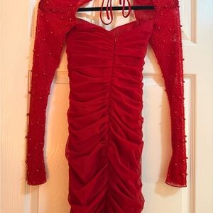 Elegant Red Ruched Dress